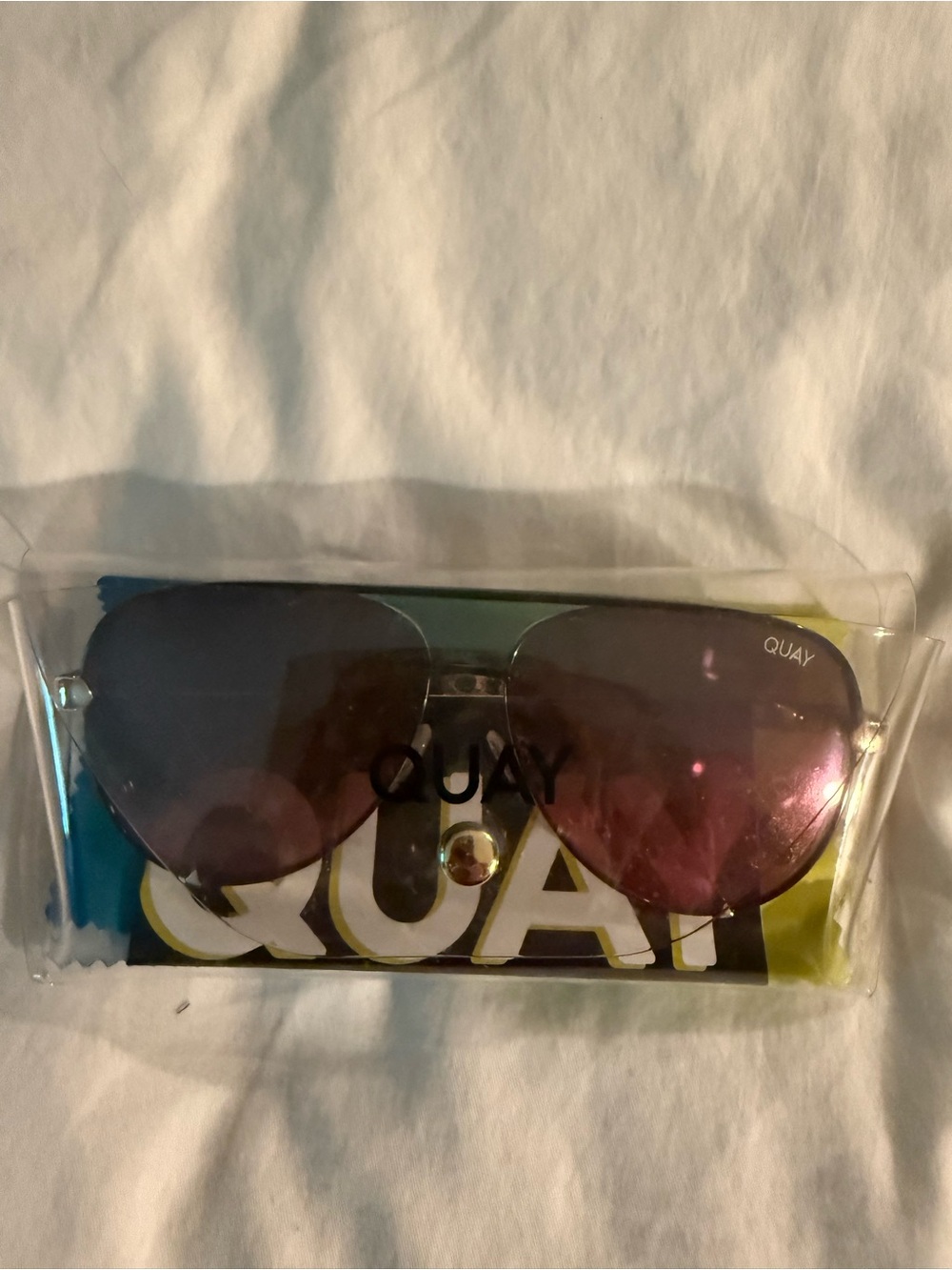 Quay Australia Aviator Sunglasses with Pink Gradient Lenses and Gold Frame